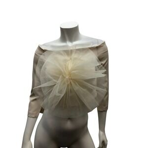 Zara Top Womens Small Off Shoulder Tulle Flower Crop Blouse‎ Formal Party